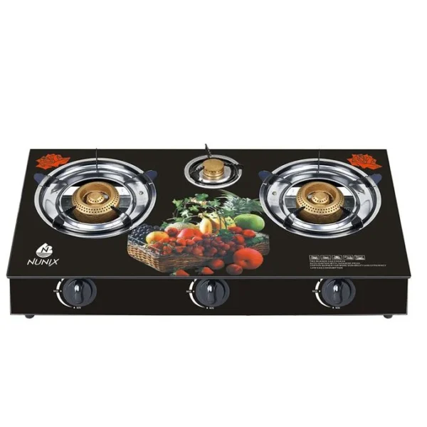 Nunix 3 Burner Gas Glass Table Top Cooker GT