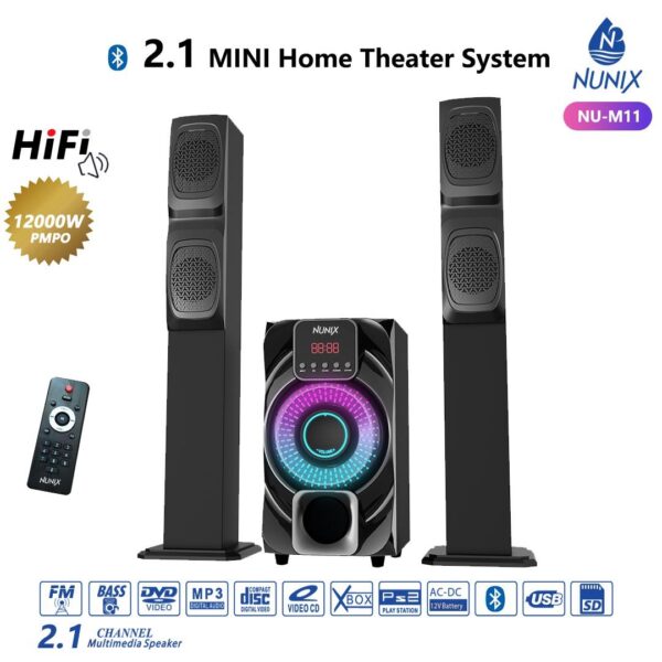 Nunix 2.1CH NU- M11 Home Theater Speaker System tall boy