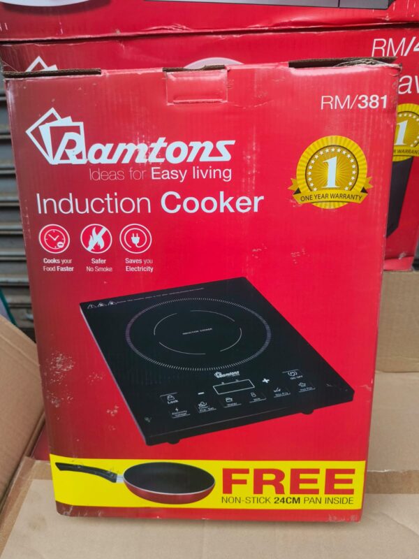 Ramtons Induction Cooker + Free Non Stick 24 CM Pan Inside Black