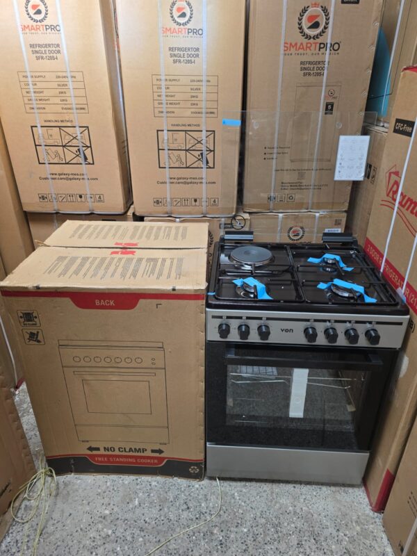 60 by 60 VON Cooker 3 Gas + 1 Electric standing cooker