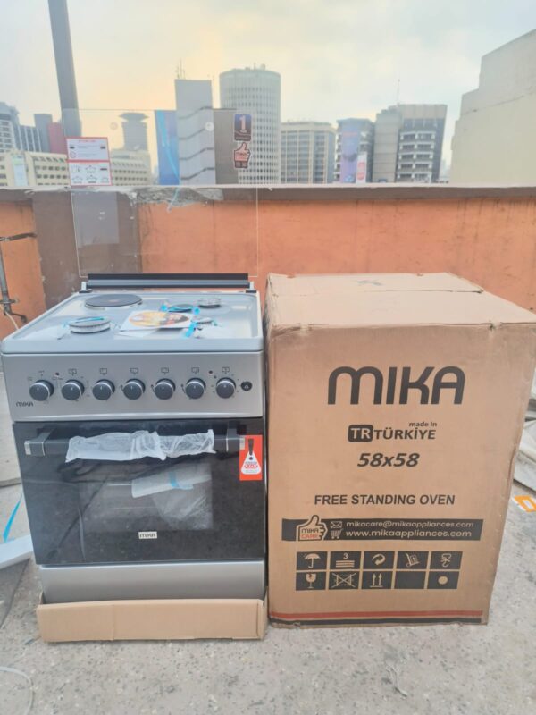 Silver Mika Standing Cooker 58 x 58 3 Gas + 1Electric Hotplate